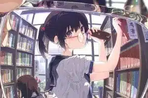 图书馆 女孩 眼镜 4K高清动漫壁纸 4K手机壁纸