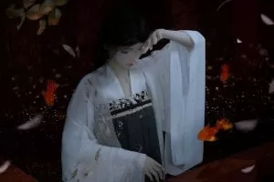 游鱼 女孩 古风白裙 3D 4K高清动漫壁纸 4K手机壁纸