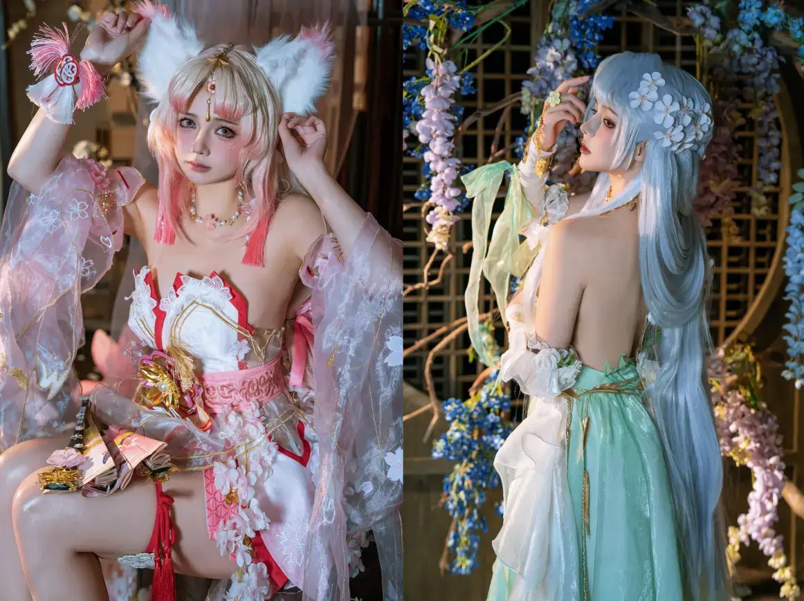 七月喵子 – 胡桃和殷紫萍cos