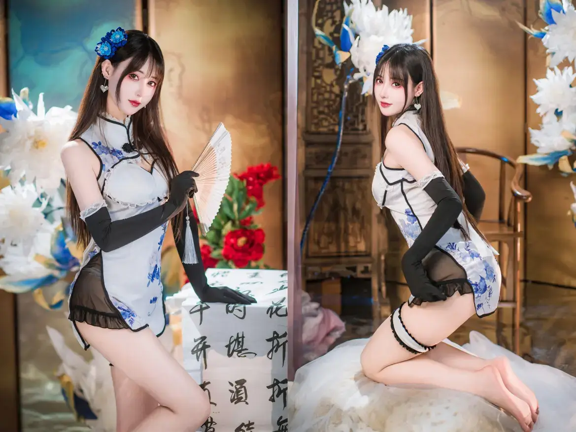 羽生三未 – 瓶儿·青花瓷旗袍