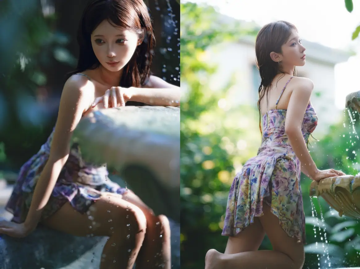 蠢沫沫 – 水池碎花裙